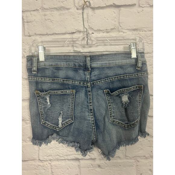 Distressed Medium Wash Denim Jean Shorts - Size Medium - Picture 3 of 4